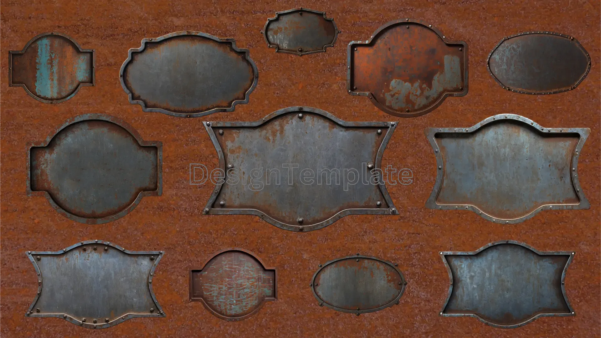 Antique Steel Metal Sign Plate Texture 3D Elements Pack image